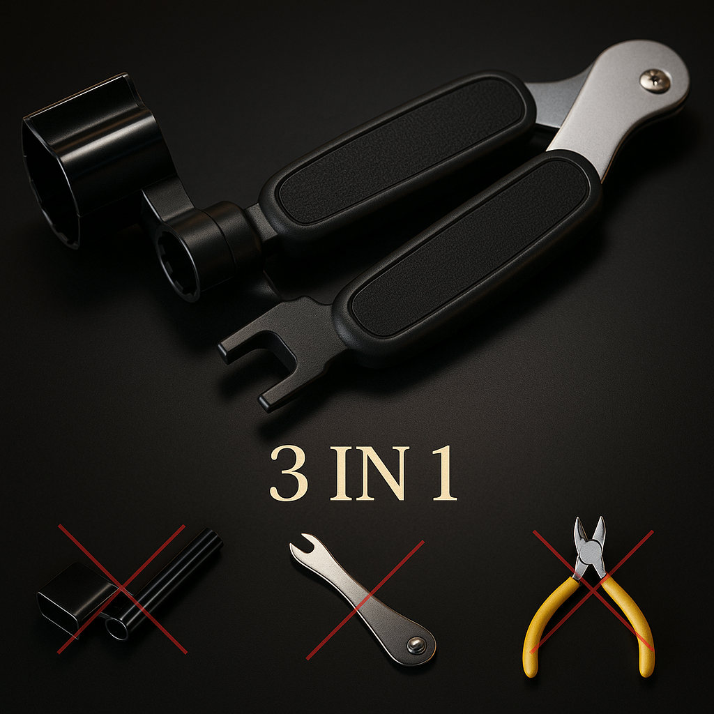 Alicate Multifuncional 3 em 1 — Troque Cordas com Facilidade!