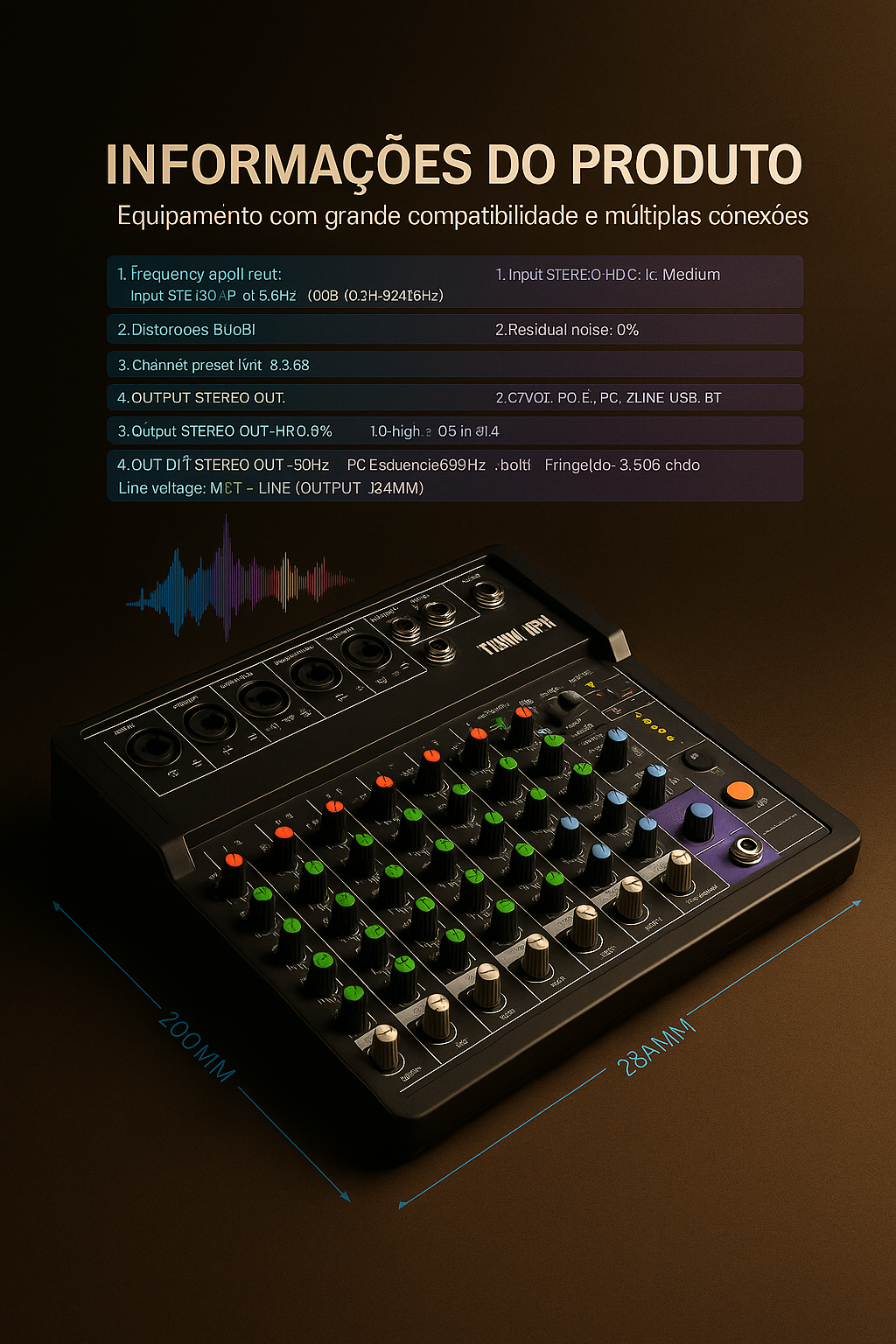 🎚️ Mesa de Som TEYUN A8 — Controle Profissional na Palma da Sua Mão!