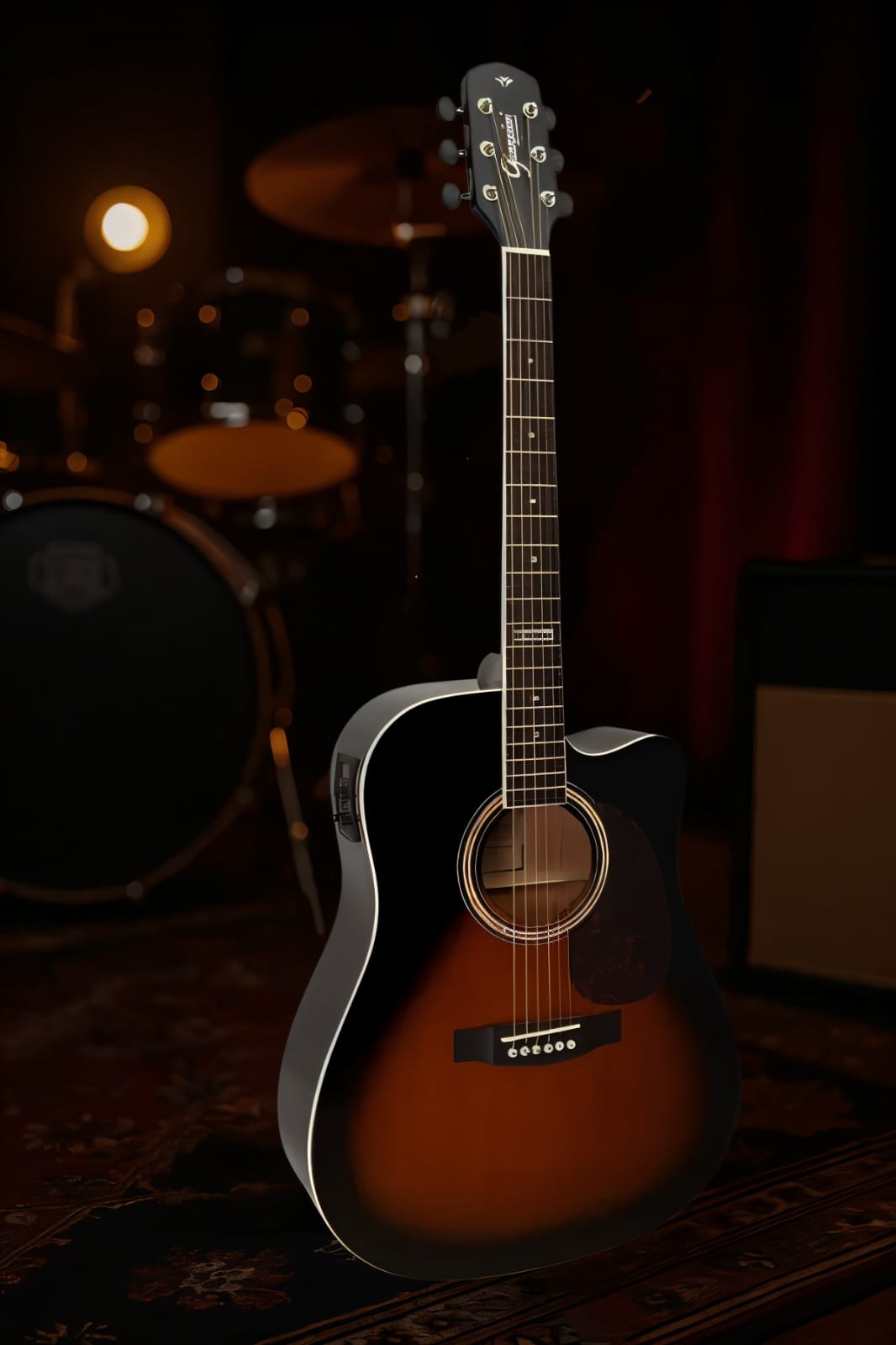 Violão eletroacústica Giannini Performance GF-1D CEQ Spruce para destros 3 tone sunburst madeira técnica verniz brilhante