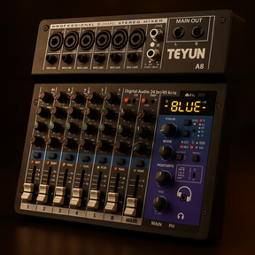 🎚️ Mesa de Som TEYUN A8 — Controle Profissional na Palma da Sua Mão!
