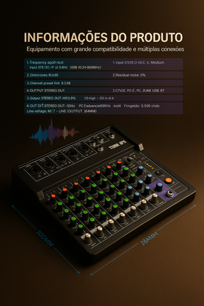 🎚️ Mesa de Som TEYUN A8 — Controle Profissional na Palma da Sua Mão!