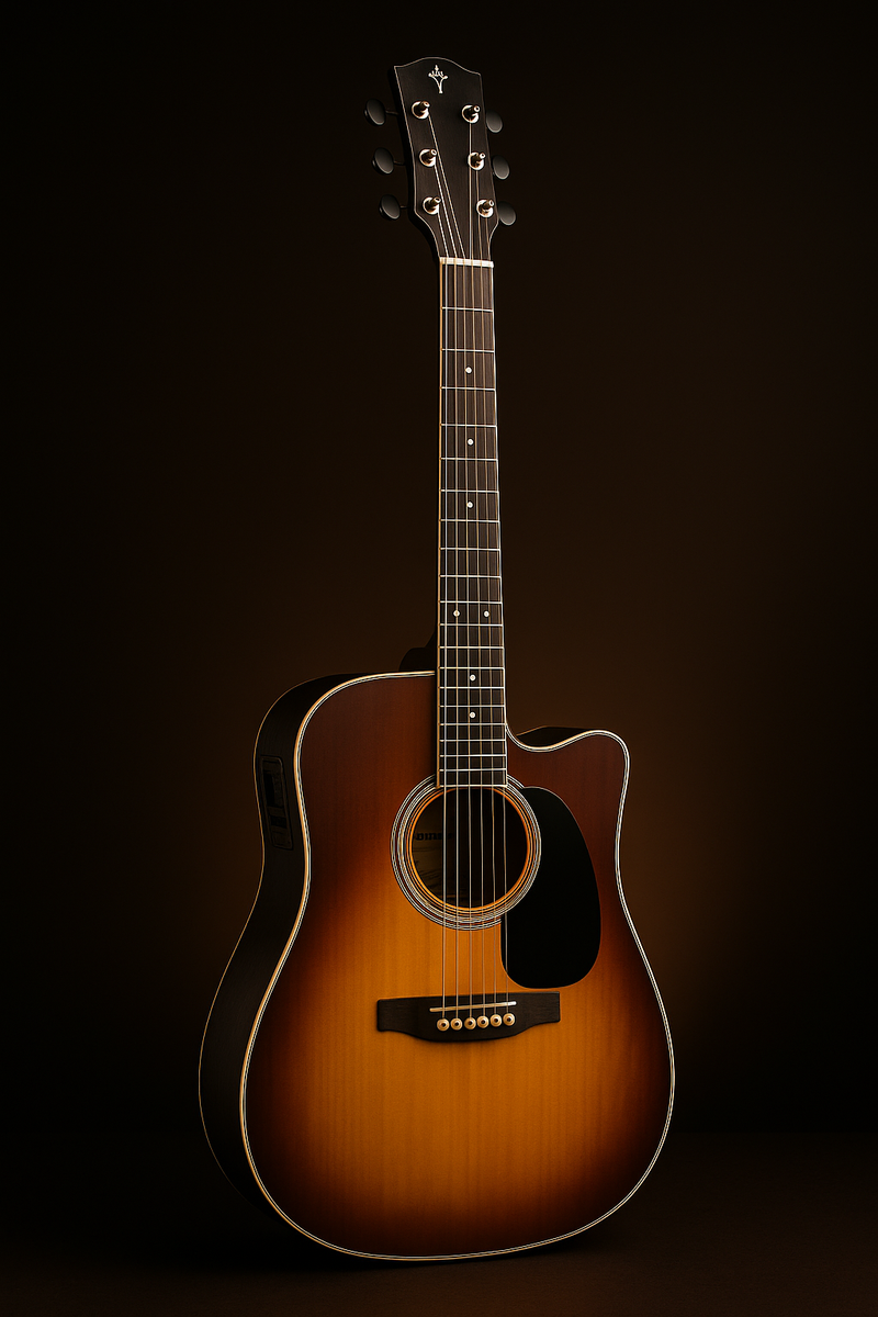 Violão eletroacústica Giannini Performance GF-1D CEQ Spruce para destros 3 tone sunburst madeira técnica verniz brilhante