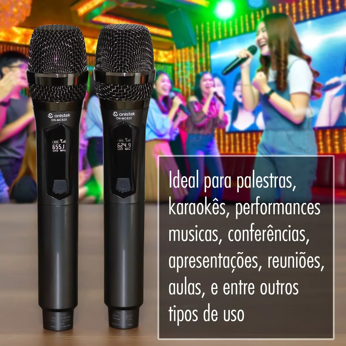 Kit 2 Microfone Sem Fio Onistek ON-MC820