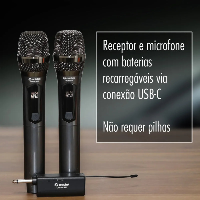 Kit 2 Microfone Sem Fio Onistek ON-MC820