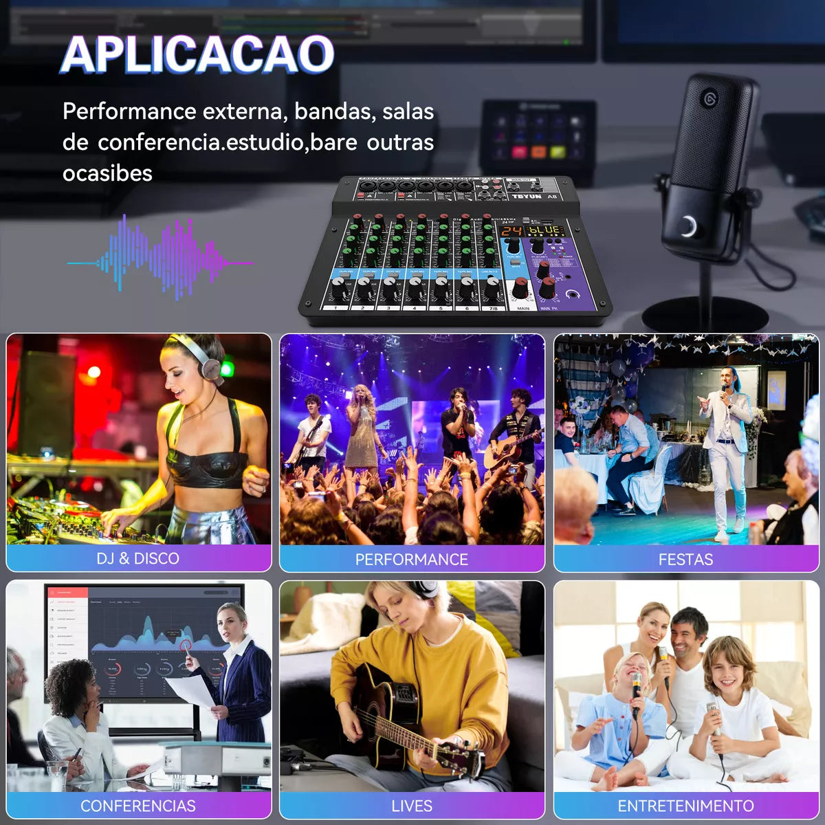 🎚️ Mesa de Som TEYUN A8 — Controle Profissional na Palma da Sua Mão!