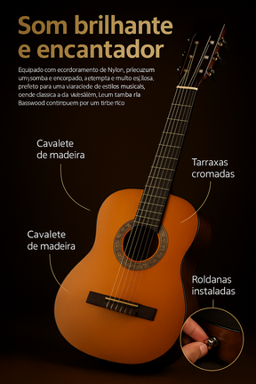 Kit Violão Acústico Estudante Bravo An100 Nylon Clássico + Acessórios