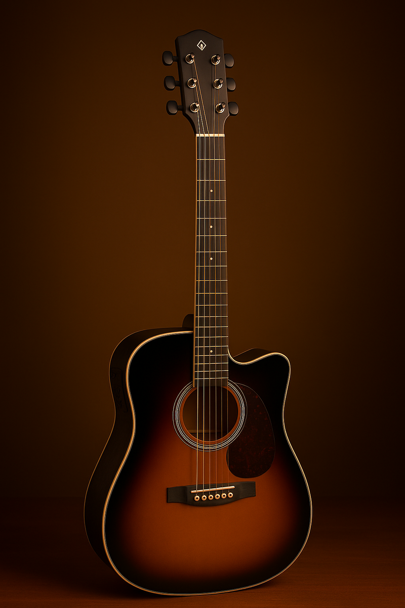 Violão eletroacústica Giannini Performance GF-1D CEQ Spruce para destros 3 tone sunburst madeira técnica verniz brilhante