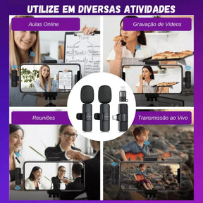 KIT 2 Microfone Sem Fio Duplo H’MASTON