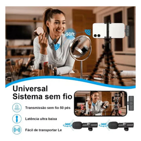 KIT 2 Microfone Sem Fio Duplo H’MASTON